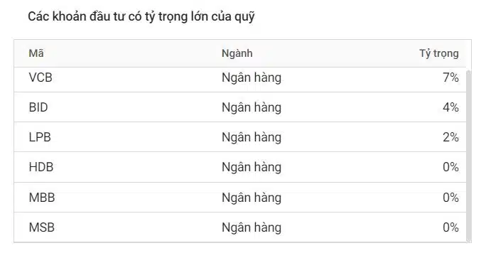 Danh mục cổ phiếu quỹ TCFIN